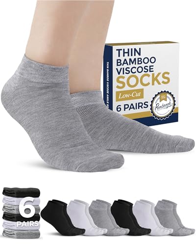 Pembrook Viscose Bamboo Socks Mens and Women - 6 Pairs | Low Cut Thin Socks Women | Lightweight Thin Ankle Socks for Women