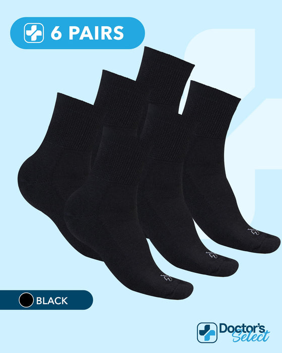 Doctor's Select Bamboo Viscose Diabetic Socks for Women & Men - 6 Pairs, Viscose Bamboo Socks Woman, Non Binding, Wide Top