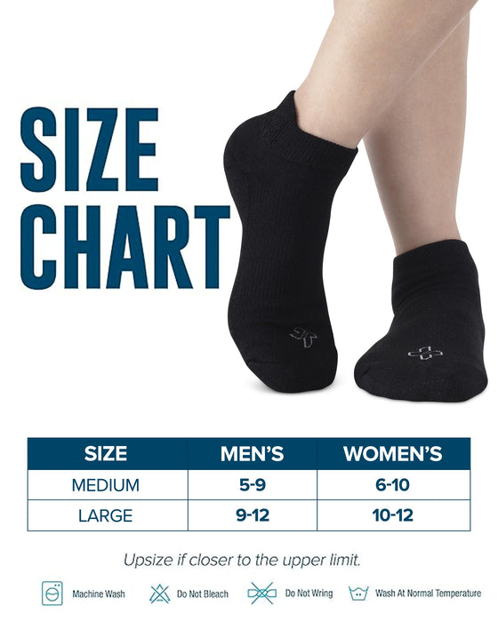 Doctor's Select Viscose Bamboo Ankle Diabetic Socks for Women and Men - 6 Pairs | Super Soft, Non Binding, Loose Wide Top