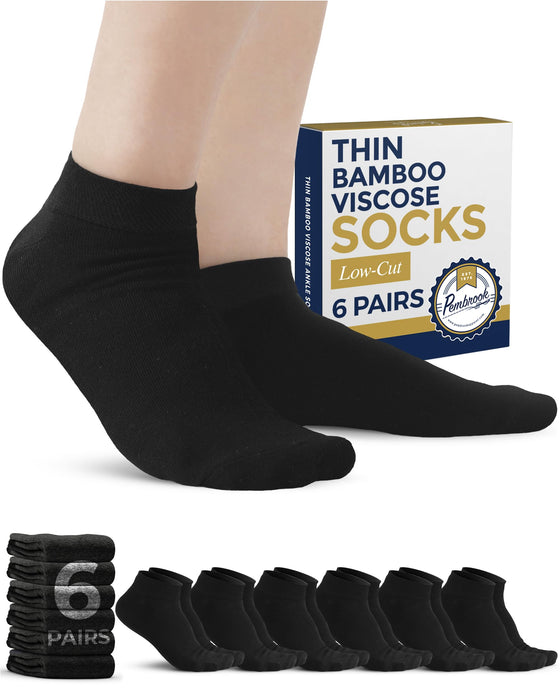 Pembrook Viscose Bamboo Socks Mens and Women - 6 Pairs | Low Cut Thin Socks Women | Lightweight Thin Ankle Socks for Women