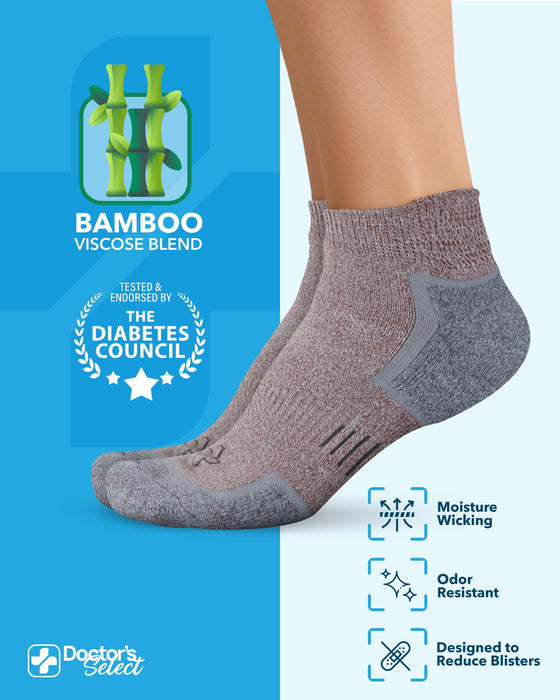 Doctor's Select Bamboo Viscose Ankle Diabetic Socks for Women & Men - 6 Pairs Viscose Bamboo Socks Woman, Low Cut Non Binding