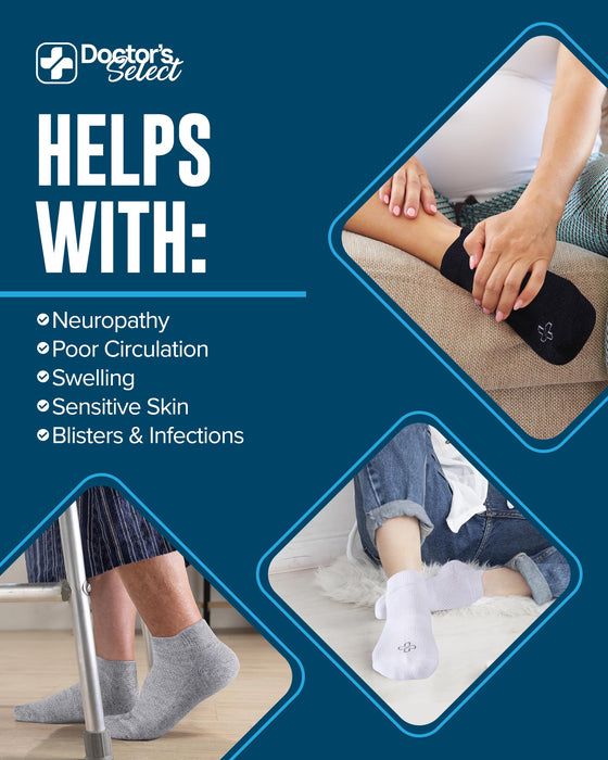 Doctor's Select Viscose Bamboo Ankle Diabetic Socks for Women and Men - 6 Pairs | Super Soft, Non Binding, Loose Wide Top
