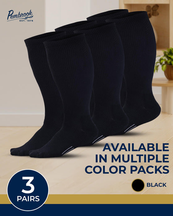 Pembrook Light Compression Socks for Men - 3 Pairs | 8-15 mmhg Compression Dress Socks for Men | Support Socks for Men