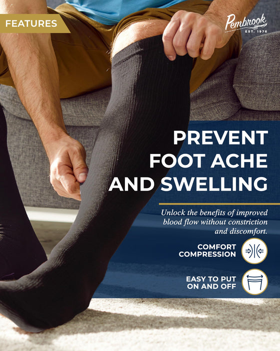 Pembrook Light Compression Socks for Men - 3 Pairs | 8-15 mmhg Compression Dress Socks for Men | Support Socks for Men