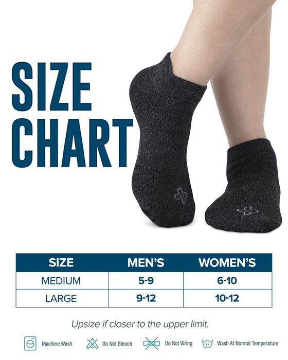 Doctor's Select Viscose Bamboo Ankle Diabetic Socks for Women and Men - 6 Pairs | Super Soft, Non Binding, Loose Wide Top
