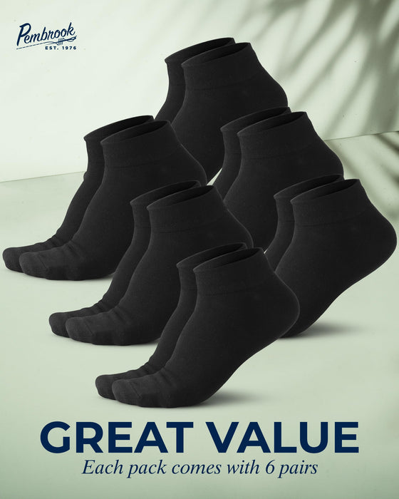 Pembrook Viscose Bamboo Socks Mens and Women - 6 Pairs | Low Cut Thin Socks Women | Lightweight Thin Ankle Socks for Women