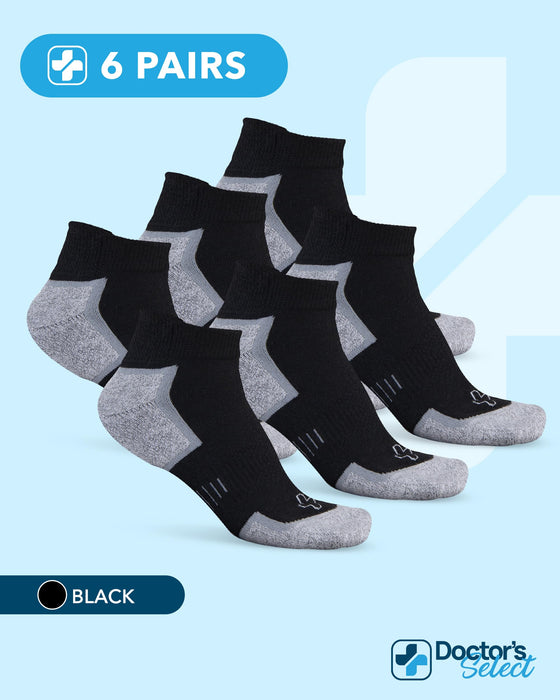 Doctor's Select Bamboo Viscose Ankle Diabetic Socks for Women & Men - 6 Pairs Viscose Bamboo Socks Woman, Low Cut Non Binding