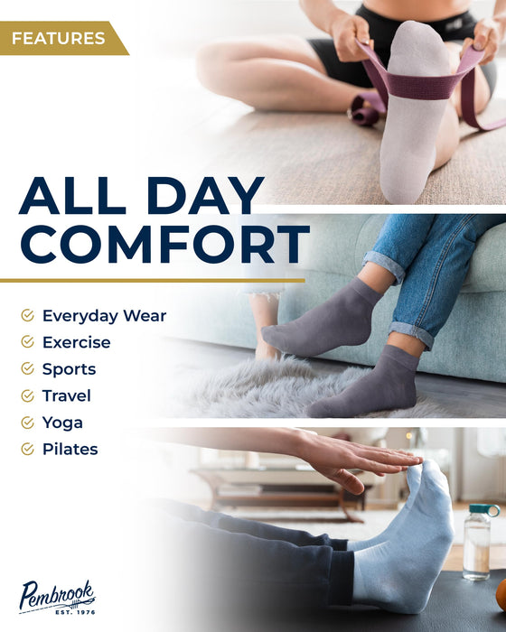 Pembrook Viscose Bamboo Socks Mens and Women - 6 Pairs | Low Cut Thin Socks Women | Lightweight Thin Ankle Socks for Women