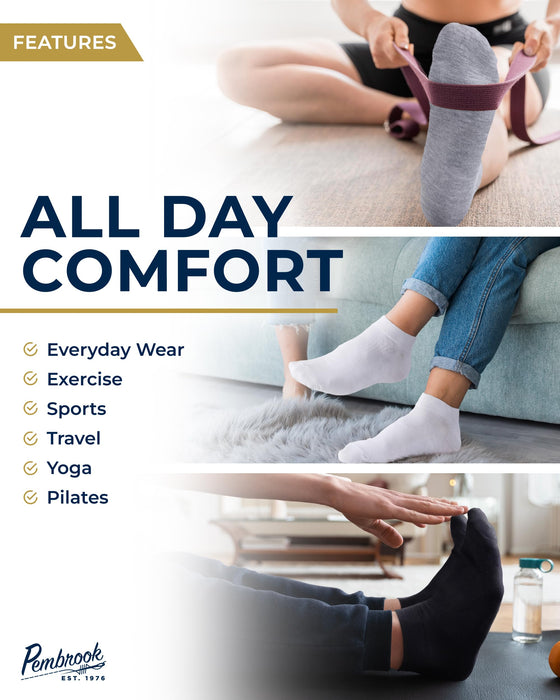 Pembrook Viscose Bamboo Socks Mens and Women - 6 Pairs | Low Cut Thin Socks Women | Lightweight Thin Ankle Socks for Women