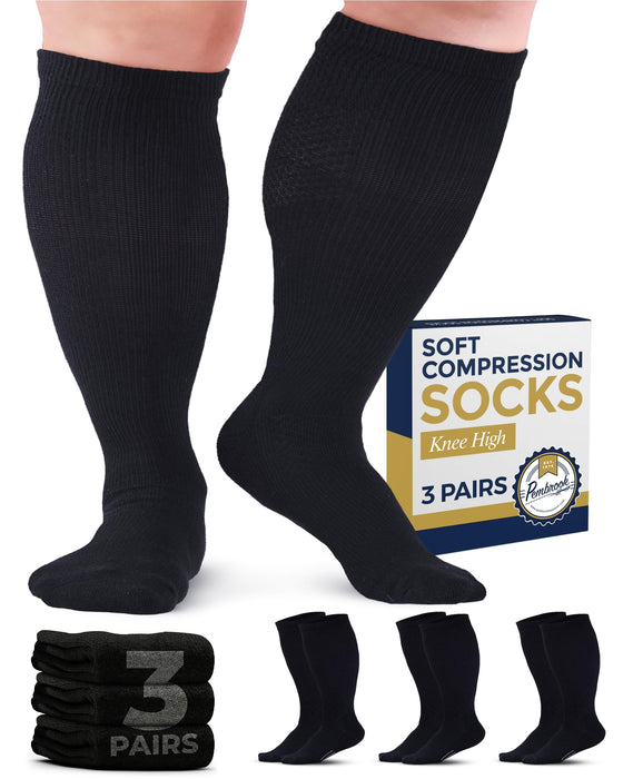 Pembrook Light Compression Socks for Men - 3 Pairs | 8-15 mmhg Compression Dress Socks for Men | Support Socks for Men