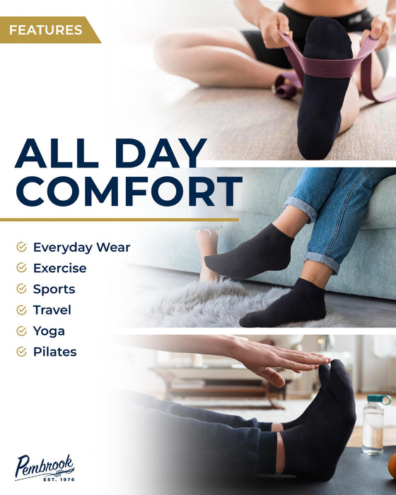 Pembrook Viscose Bamboo Socks Mens and Women - 6 Pairs | Low Cut Thin Socks Women | Lightweight Thin Ankle Socks for Women