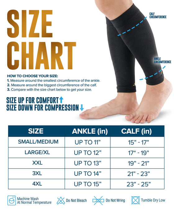 Doctor's Select 2 Pairs Copper Calf Compression Sleeve - Leg Compression Sleeves for Women & Men, Shin Splint Relief