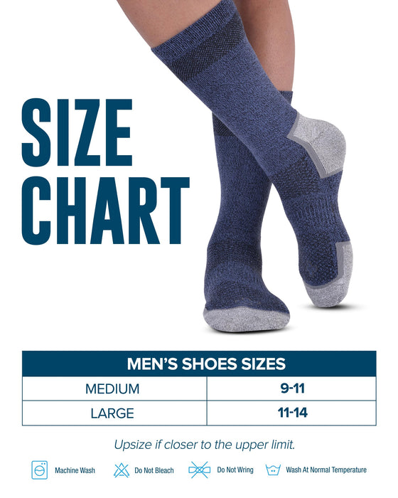 Doctor's Select Bamboo Viscose Diabetic Socks for Men - 6 Pairs Crew Diabetic Neuropathy Socks for Men | Mens Diabetic Socks