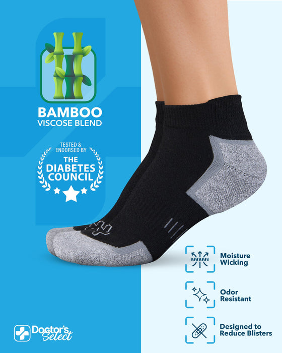 Doctor's Select Bamboo Viscose Ankle Diabetic Socks for Women & Men - 6 Pairs Viscose Bamboo Socks Woman, Low Cut Non Binding