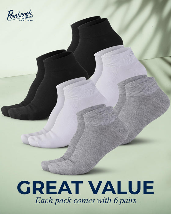 Pembrook Viscose Bamboo Socks Mens and Women - 6 Pairs | Low Cut Thin Socks Women | Lightweight Thin Ankle Socks for Women