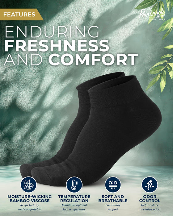 Pembrook Viscose Bamboo Socks Mens and Women - 6 Pairs | Low Cut Thin Socks Women | Lightweight Thin Ankle Socks for Women