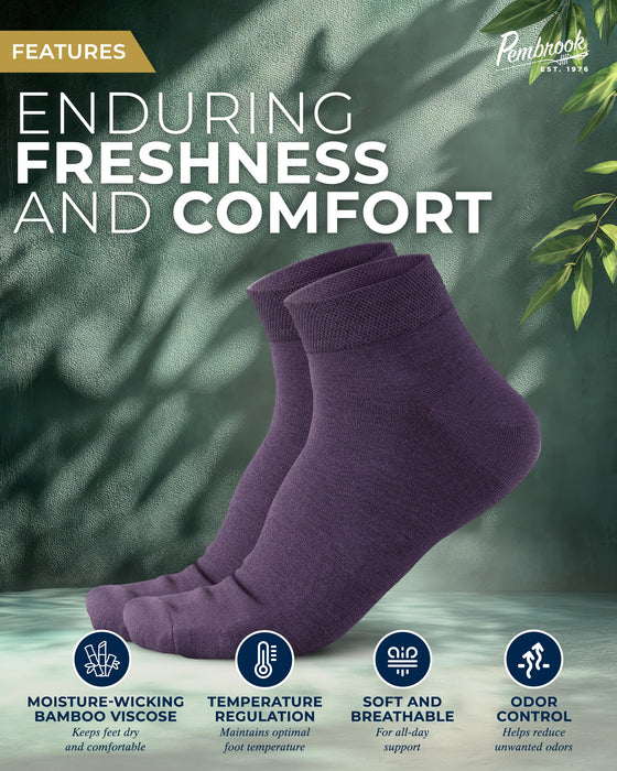 Pembrook Viscose Bamboo Socks Mens and Women - 6 Pairs | Low Cut Thin Socks Women | Lightweight Thin Ankle Socks for Women