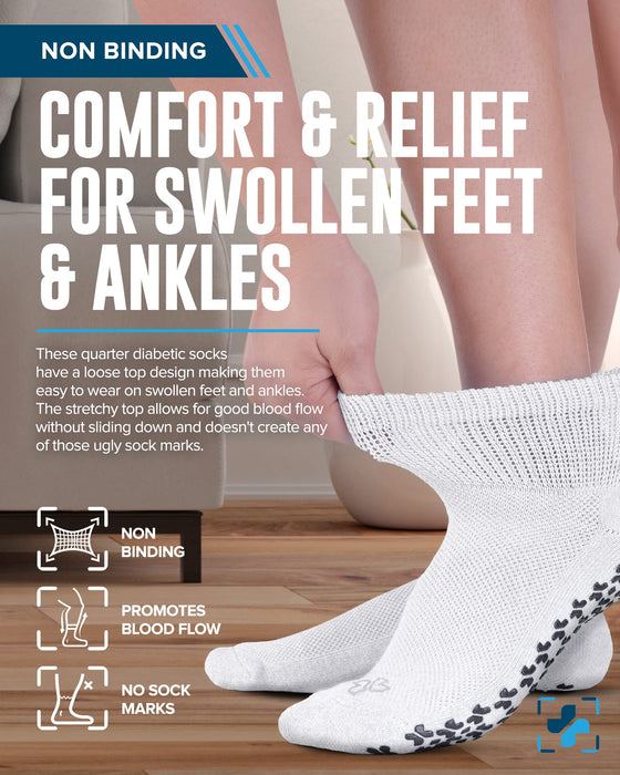 Diabetic Ankle Socks with Grippers for Men and Women | Non Binding Socks Women