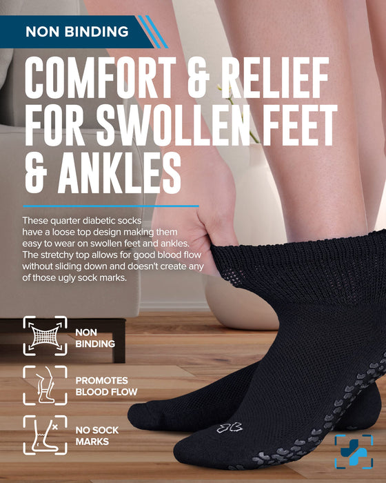 Diabetic Ankle Socks with Grippers for Men and Women | Non Binding Socks Women