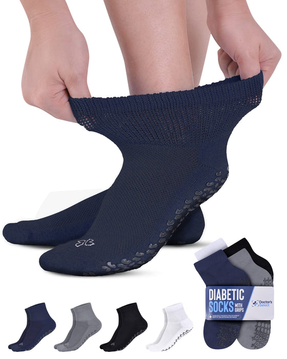 Diabetic Ankle Socks with Grippers for Men and Women | Non Binding Socks Women