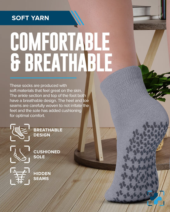 Diabetic Ankle Socks with Grippers for Men and Women | Non Binding Socks Women