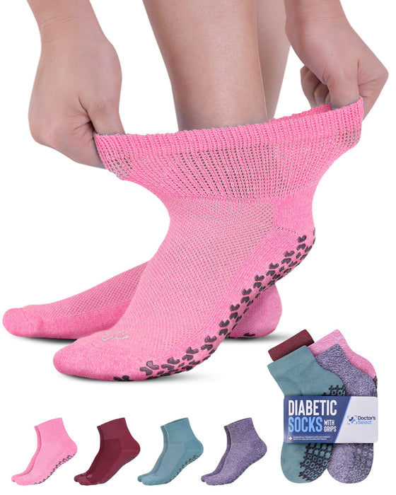Diabetic Ankle Socks with Grippers for Men and Women | Non Binding Socks Women