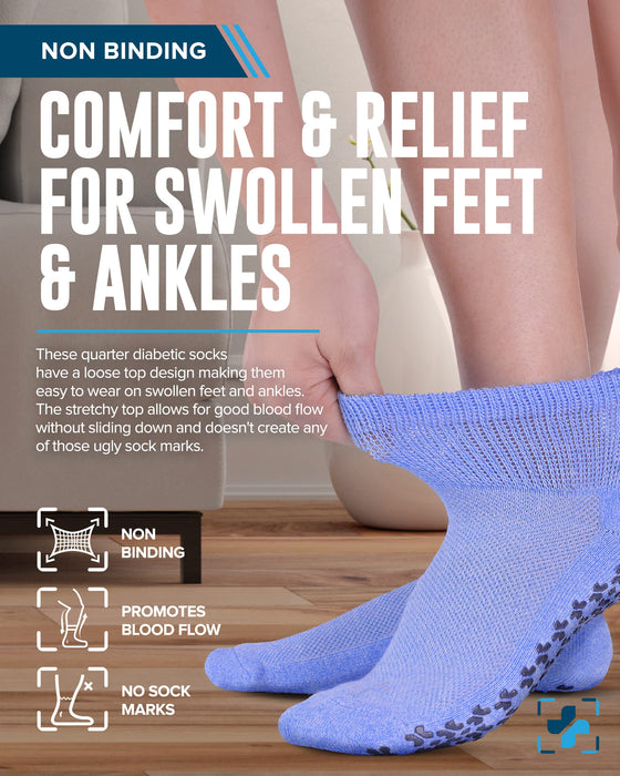 Diabetic Ankle Socks with Grippers for Men and Women | Non Binding Socks Women
