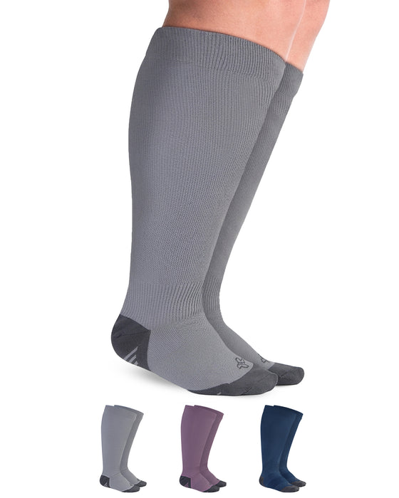 Doctor's Select 3 Pairs Plus Size Compression Socks Wide Calf - Up to 6XL | 20-30 mmHg Compression Socks for Women Wide Calf