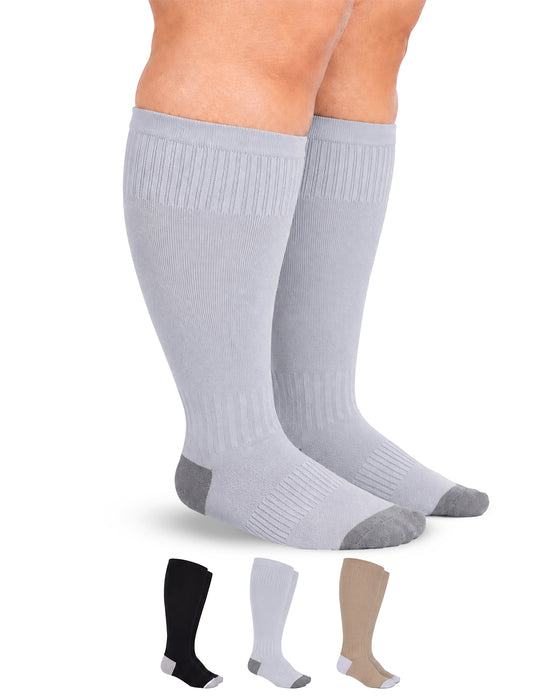 Doctor's Select 3 Pairs Plus Size Compression Socks Wide Calf - 15-20 mmHg Bamboo Viscose Knee High Socks for Circulation Support