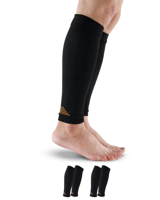 Doctor's Select 2 Pairs Copper Calf Compression Sleeve - Leg Compression Sleeves for Women & Men, Shin Splint Relief