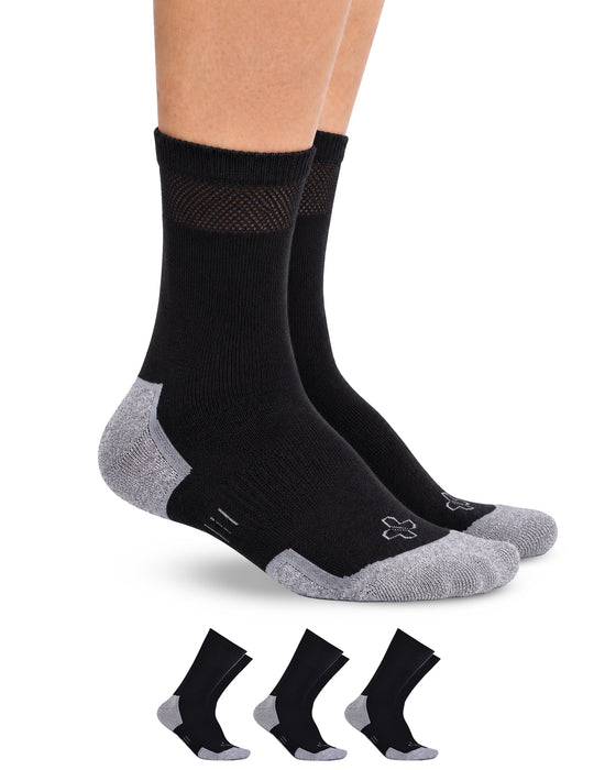 Doctor's Select Bamboo Viscose Diabetic Socks for Men - 3 Pairs Crew Diabetic Neuropathy Socks for Men | Mens Diabetic Socks