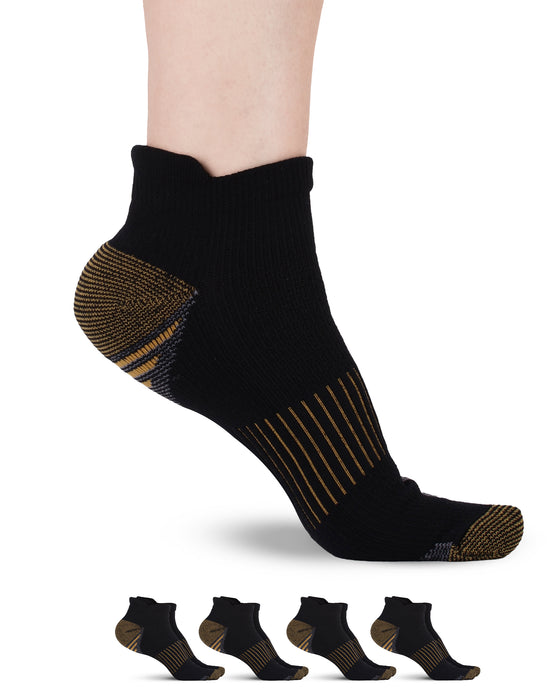 Doctor's Select Copper Ankle Compression Socks for Women and Men - 4 Pairs | Athletic Running Plantar Fasciitis Socks