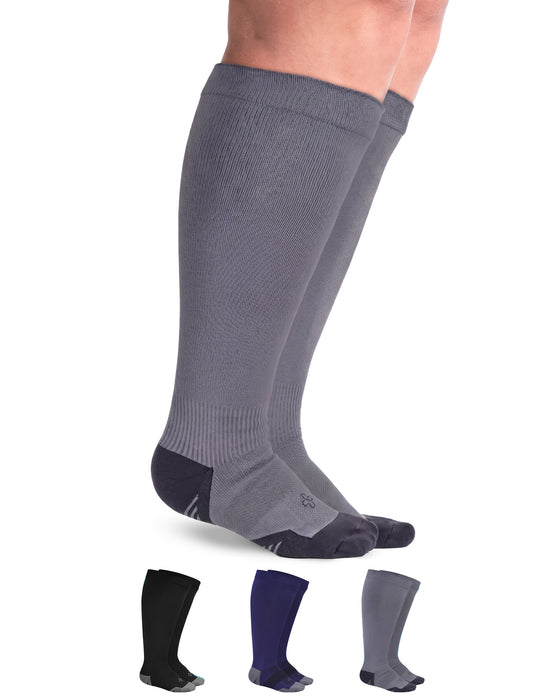 Doctor's Select 3 Pairs Plus Size Compression Socks Wide Calf - Up to 6XL | 20-30 mmHg Compression Socks for Women Wide Calf