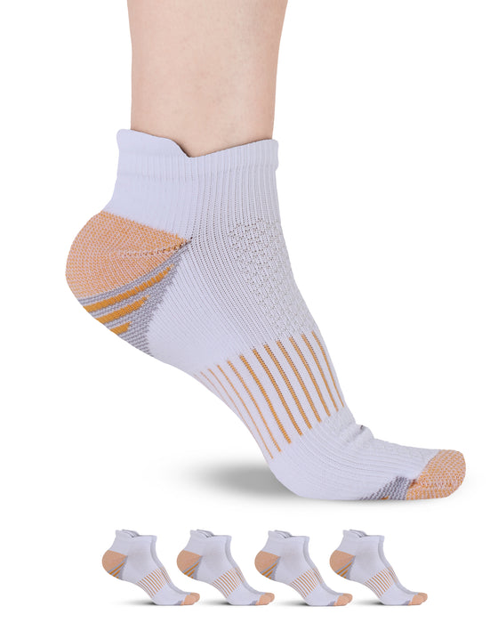 Doctor's Select Copper Ankle Compression Socks for Women and Men - 4 Pairs | Athletic Running Plantar Fasciitis Socks