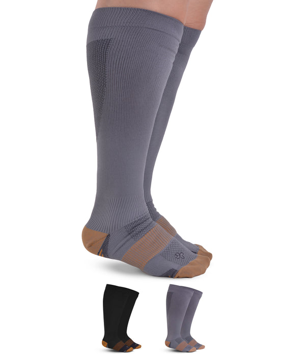 Doctor's Select Copper Plus Size Compression Socks Wide Calf - 2 Pairs | 20-30mmHg Extra Wide Calf Compression Socks Women