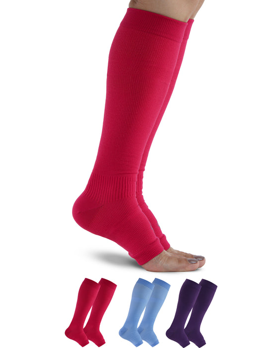 Doctor's Select 3 Pairs Copper Toeless Compression Socks Women & Men - 20-30 mmHg Open Toe Compression Socks Knee High Women
