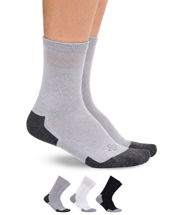 Doctor's Select Bamboo Viscose Diabetic Socks for Men - 3 Pairs Crew Diabetic Neuropathy Socks for Men | Mens Diabetic Socks