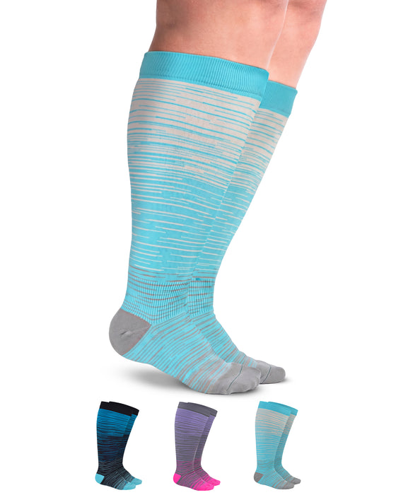 Doctor's Select 3 Pairs Plus Size Compression Socks Wide Calf - Up to 6XL | 20-30 mmHg Compression Socks for Women Wide Calf