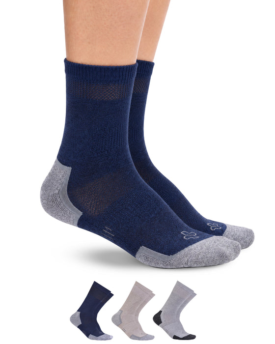 Doctor's Select Bamboo Viscose Diabetic Socks for Men - 3 Pairs Crew Diabetic Neuropathy Socks for Men | Mens Diabetic Socks