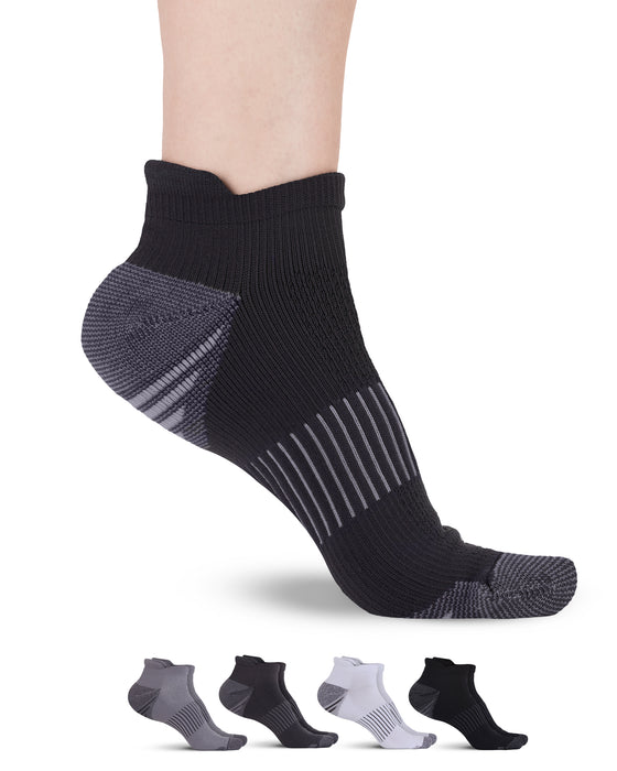 Doctor's Select Copper Ankle Compression Socks for Women and Men - 4 Pairs | Athletic Running Plantar Fasciitis Socks