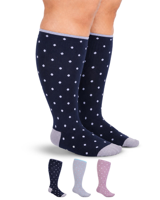 Doctor's Select 3 Pairs Plus Size Compression Socks Wide Calf - 15-20 mmHg Bamboo Viscose Knee High Socks for Circulation Support