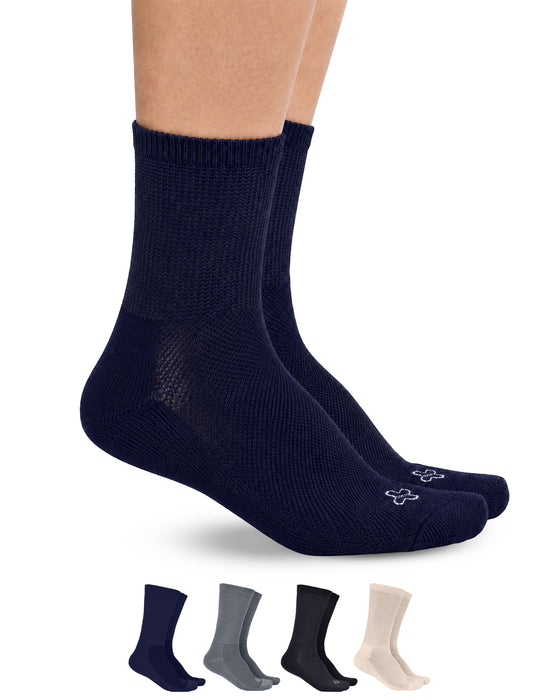 Doctor's Select Diabetic Socks for Men - 4 Pairs Crew Diabetic Neuropathy Socks for Men | Diabetic Socks for Men 9-12