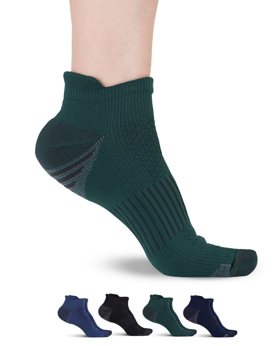 Doctor's Select Copper Ankle Compression Socks for Women and Men - 4 Pairs | Athletic Running Plantar Fasciitis Socks