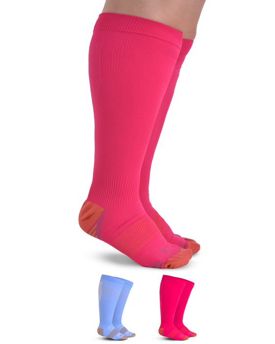 Doctor's Select Copper Plus Size Compression Socks Wide Calf - 2 Pairs | 20-30mmHg Extra Wide Calf Compression Socks Women
