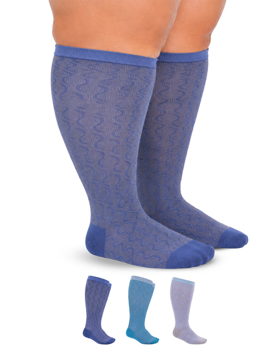 Doctor's Select 3 Pairs Plus Size Compression Socks Wide Calf - 15-20 mmHg Bamboo Viscose Knee High Socks for Circulation Support