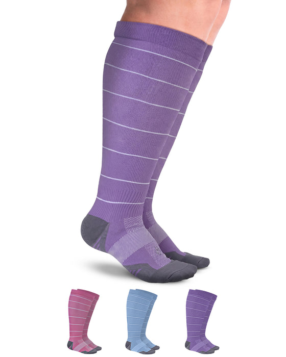 Doctor's Select 3 Pairs Plus Size Compression Socks Wide Calf - Up to 6XL | 20-30 mmHg Compression Socks for Women Wide Calf