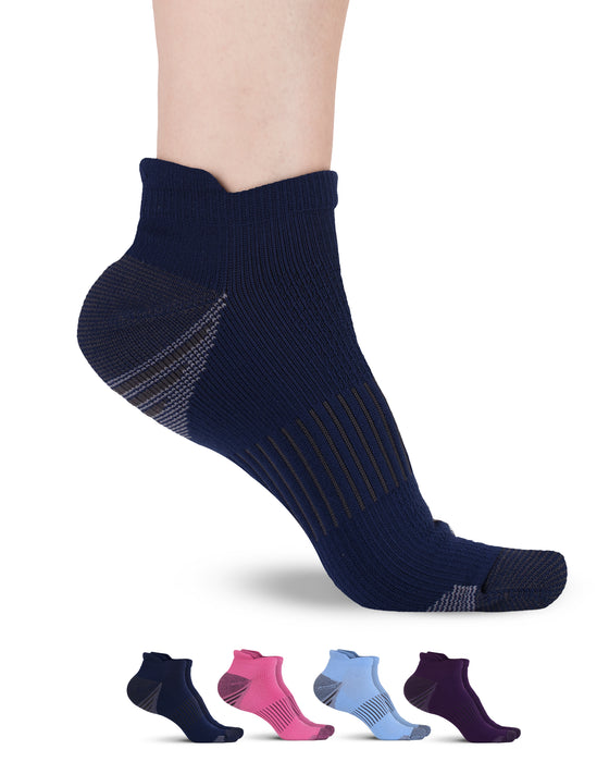 Doctor's Select Copper Ankle Compression Socks for Women and Men - 4 Pairs | Athletic Running Plantar Fasciitis Socks