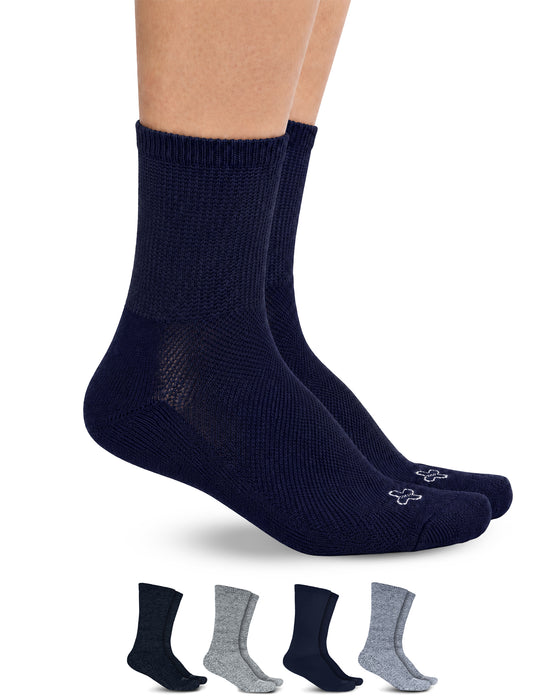 Doctor's Select Diabetic Socks for Men - 4 Pairs Crew Diabetic Neuropathy Socks for Men | Diabetic Socks for Men 9-12