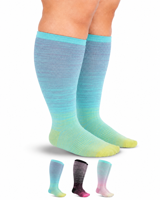 Doctor's Select 3 Pairs Plus Size Compression Socks Wide Calf - 15-20 mmHg Bamboo Viscose Knee High Socks for Circulation Support