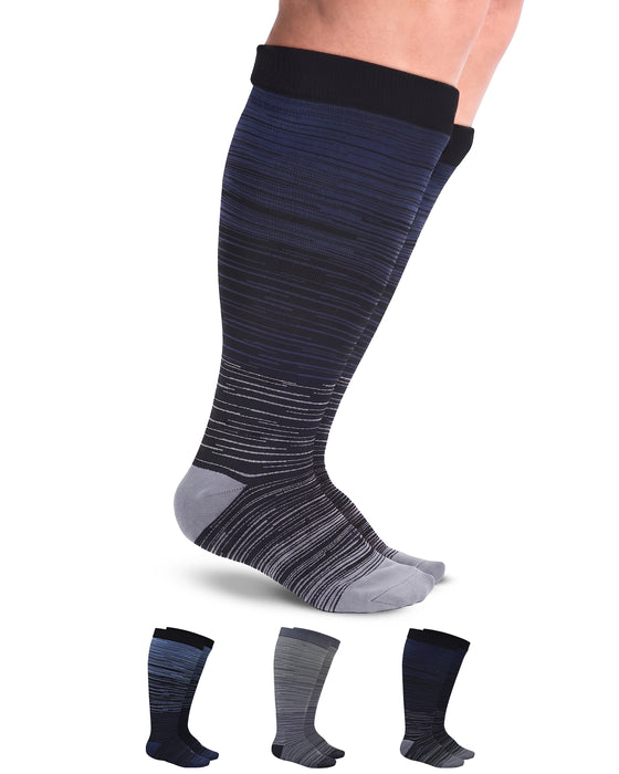 Doctor's Select 3 Pairs Plus Size Compression Socks Wide Calf - Up to 6XL | 20-30 mmHg Compression Socks for Women Wide Calf